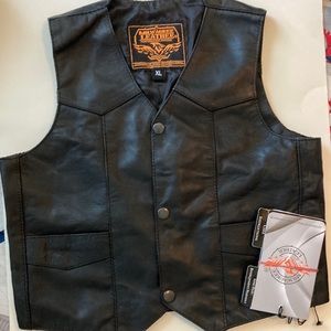 Milwaukee Leather Kids Black Classic Three Snap Leather Vest